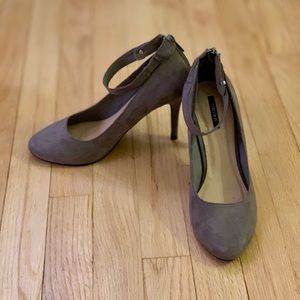 Grey suede heels